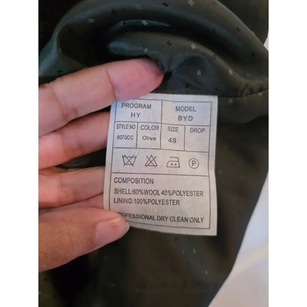 Celtic Clothing Mens Green Herringbone Wool Blend Suit Vest Size 48 Green